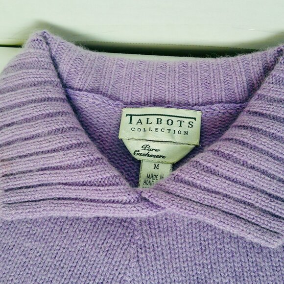TALBOTS COLLECTION LILAC LONG SLEEVE MOCK NECK CASHMERE SWEATER. WOMEN'S MEDIUM - Picture 4 of 4